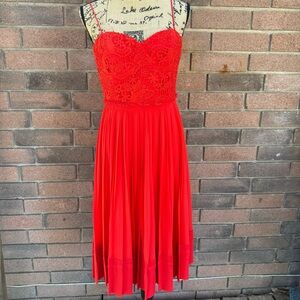 Cynthia Steffe Elegant Red Lace Mini Dress Sweet Heart Neck Line Size 8